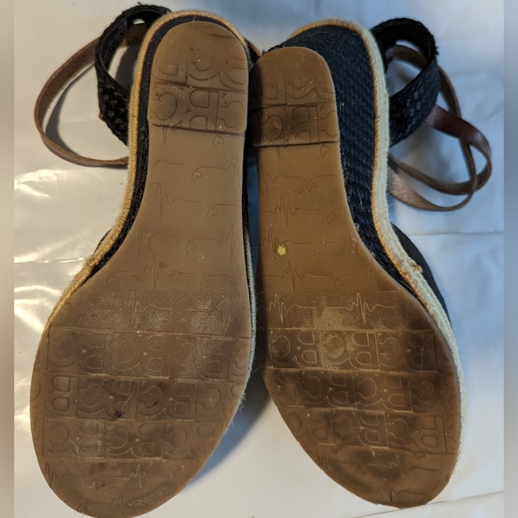 BC Caution To The Wind Black Wedge Sandals, Leather Strap, Size 8.5 - Picture 6 of 7